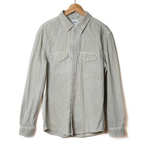 ZARA 100% Cotton Western Brushed Denim Shirt with Pearl Snap Buttons
